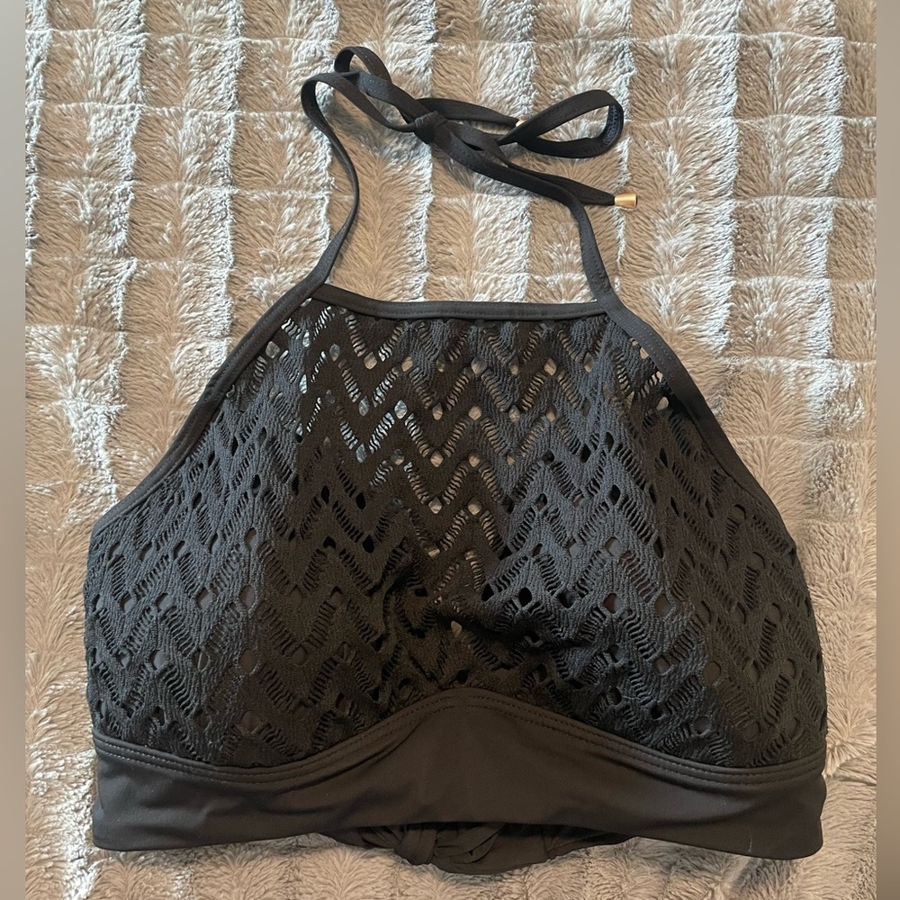 Amoressa black high neck coverage swimsuit top size 12